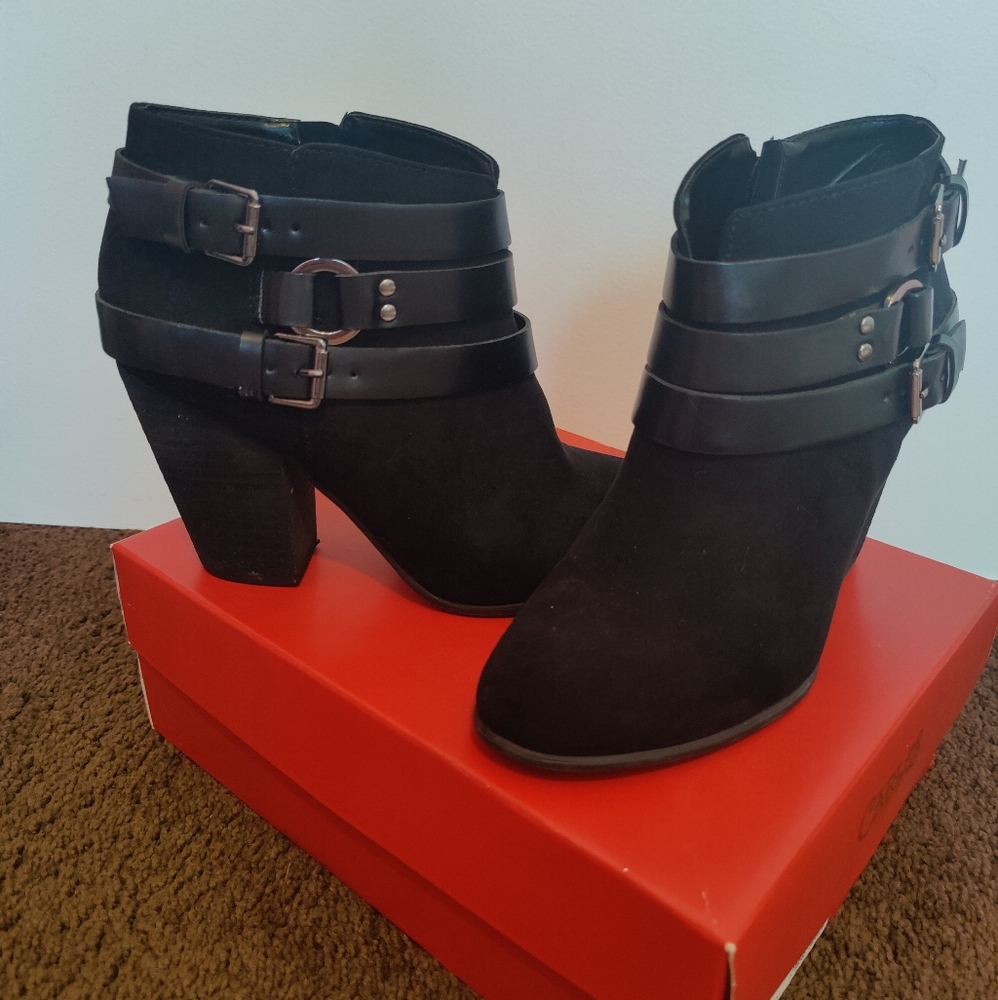 Carlos by Carlos Santana Black Buckle Ankle Booties